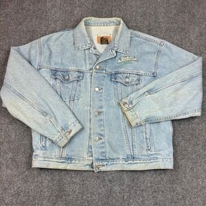 1980s iD Wear Trident Advantage Mint Denim Jacket Light Wash Canada Mens Large